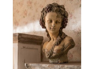 Béžovo-hnědá antik dekorace busta žena - 24*18*28 cm