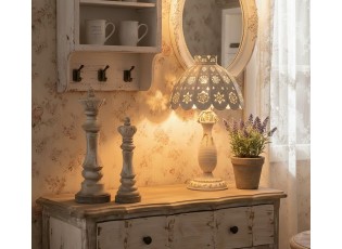 Béžová antik kovová lampa Camille - Ø 41*69 cm E27/ 1*60W