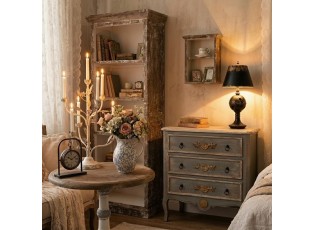 Zelená antik dřevěná komoda se šuplíky Brocante - 95*38*90 cm