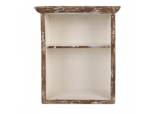 Bílo - hnědá antik nástěnná dřevěná polička Julia - 36*15*43 cm