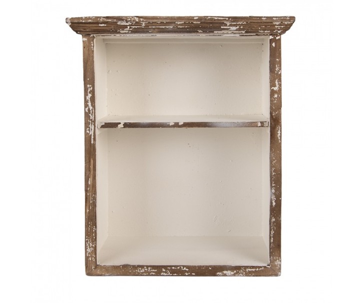 Bílo - hnědá antik nástěnná dřevěná polička Camille - 36*15*43 cm Clayre & Eef