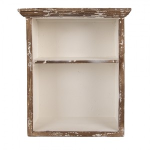 Bílo - hnědá antik nástěnná dřevěná polička Camille - 36*15*43 cm