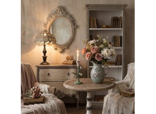 Bílo-šedá antik dřevěná knihovna Christiane - 80*36*195 cm