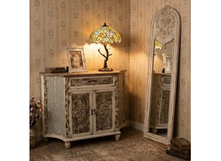 Béžové antik nástěnné zrcadlo s ornamenty Gital - 48*4*180 cm