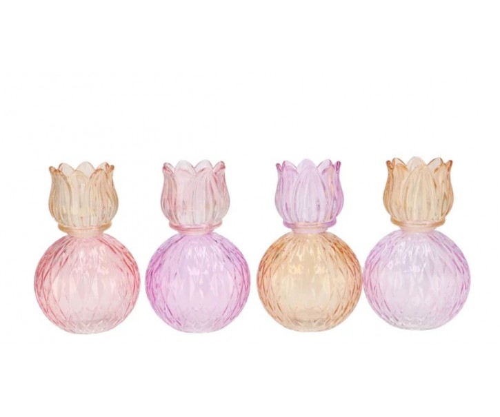 4ks pastelový mix skleněný svícen/ váza tulipán Love Tulip - Ø 11*17cm daan kromhout