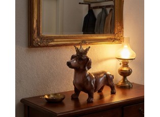 Hnědá dekorace jezevčík s korunkou Dachshund - 35*14*28 cm