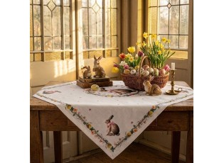 Ubrus zajíc s květy Easter Whispers Collection - 100*100 cm