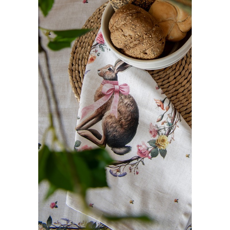 Utěrka zajíc s květy Easter Whispers Collection - 50*70 cm Clayre & Eef Utěrka zajíc s květy Easter Whispers Collection - 50*70 cm Clayre & Eef