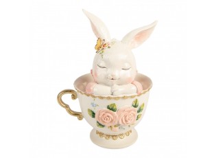 Dekorace králík v šálku s růžemi - 16*13*22 cm
