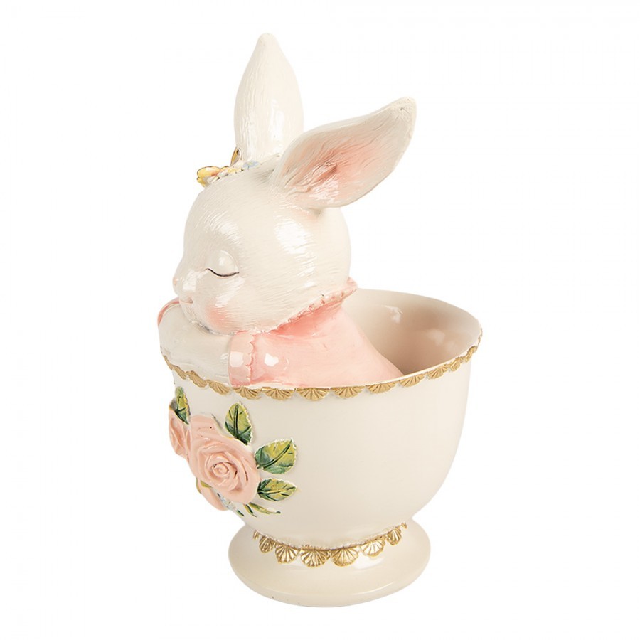 Dekorace králík v šálku s růžemi - 16*13*22 cm