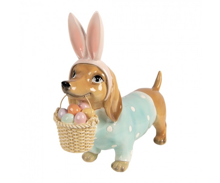 Dekorace jezevčík ve svetříkku a ousky - 31*10*27 cm Clayre & Eef