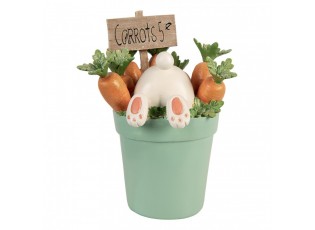 Dekorace králík v květináčku s mrkvemi - 21*20*28 cm