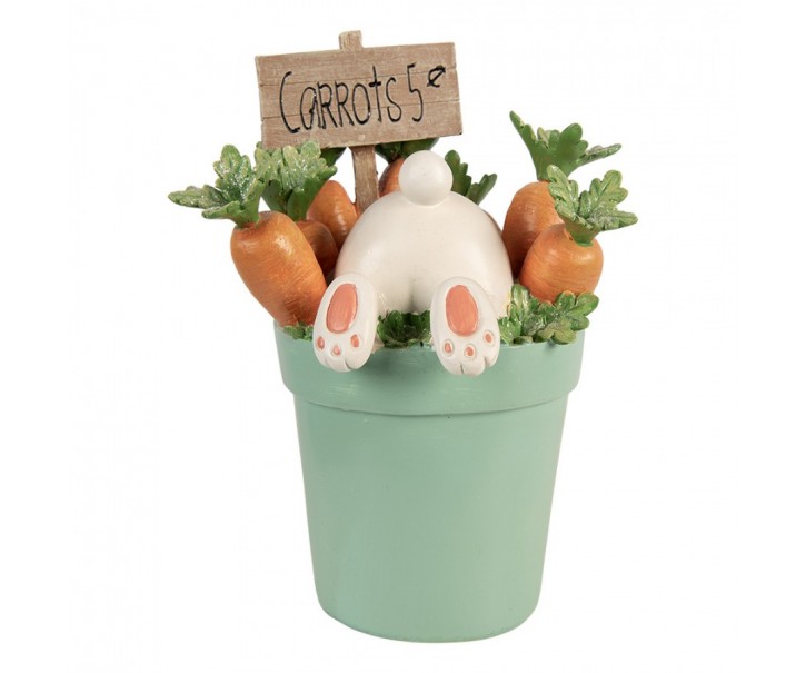 Dekorace králík v květináčku s mrkvemi - 21*20*28 cm Clayre & Eef