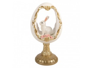 Bílo-zlaté vajíčko na podstavci s králíčkem - 12*11*22 cm