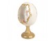 Bílo-zlaté vajíčko na podstavci s králíčkem - 12*11*22 cm Clayre & Eef