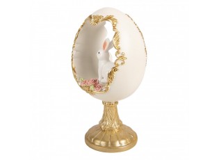 Bílo-zlaté vajíčko na podstavci s králíčkem - 12*11*22 cm