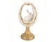 Bílo-zlaté vajíčko na podstavci s králíčkem - 12*11*22 cm Clayre & Eef