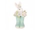 Dekorace králík v modrých holínkách a květy - 9*9*15 cm Clayre & Eef