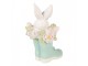 Dekorace králík v modrých holínkách a květy - 9*9*15 cm Clayre & Eef