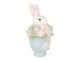 Dekorace králík v modrém šálku a květy - 11*9*16 cm Clayre & Eef