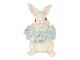 Dekorace bílý králík s modrými květy - 9*10*13 cm Clayre & Eef