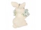 Dekorace bílý králík s modrými květy - 9*10*13 cm Clayre & Eef