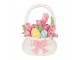 Dekorace košík s tulipány a vajíčky - 14*11*18 cm Clayre & Eef