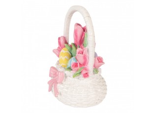 Dekorace košík s tulipány a vajíčky - 14*11*18 cm