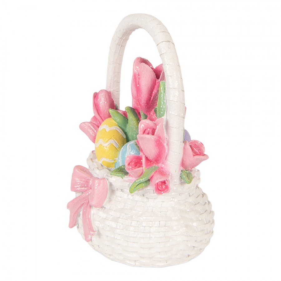 Dekorace košík s tulipány a vajíčky - 14*11*18 cm