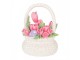 Dekorace košík s tulipány a vajíčky - 14*11*18 cm Clayre & Eef