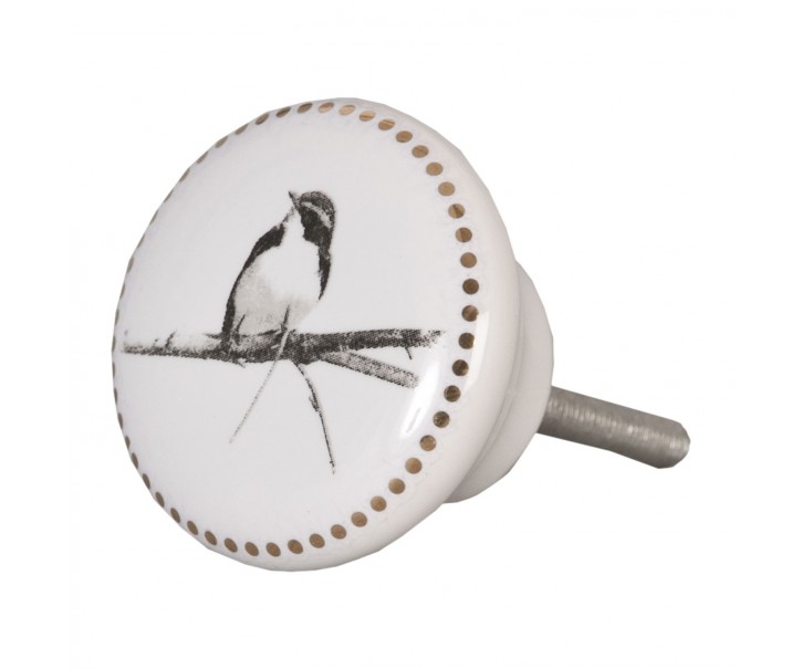 Keramická úchytka s ptáčkem - Ø 4 cm