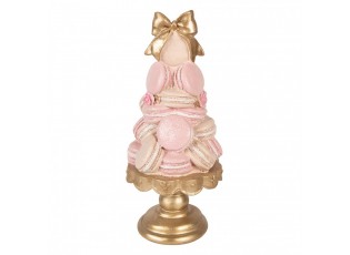 Růžovo-zlatá dekorace věž z makronek na podstavci - Ø 13*29 cm