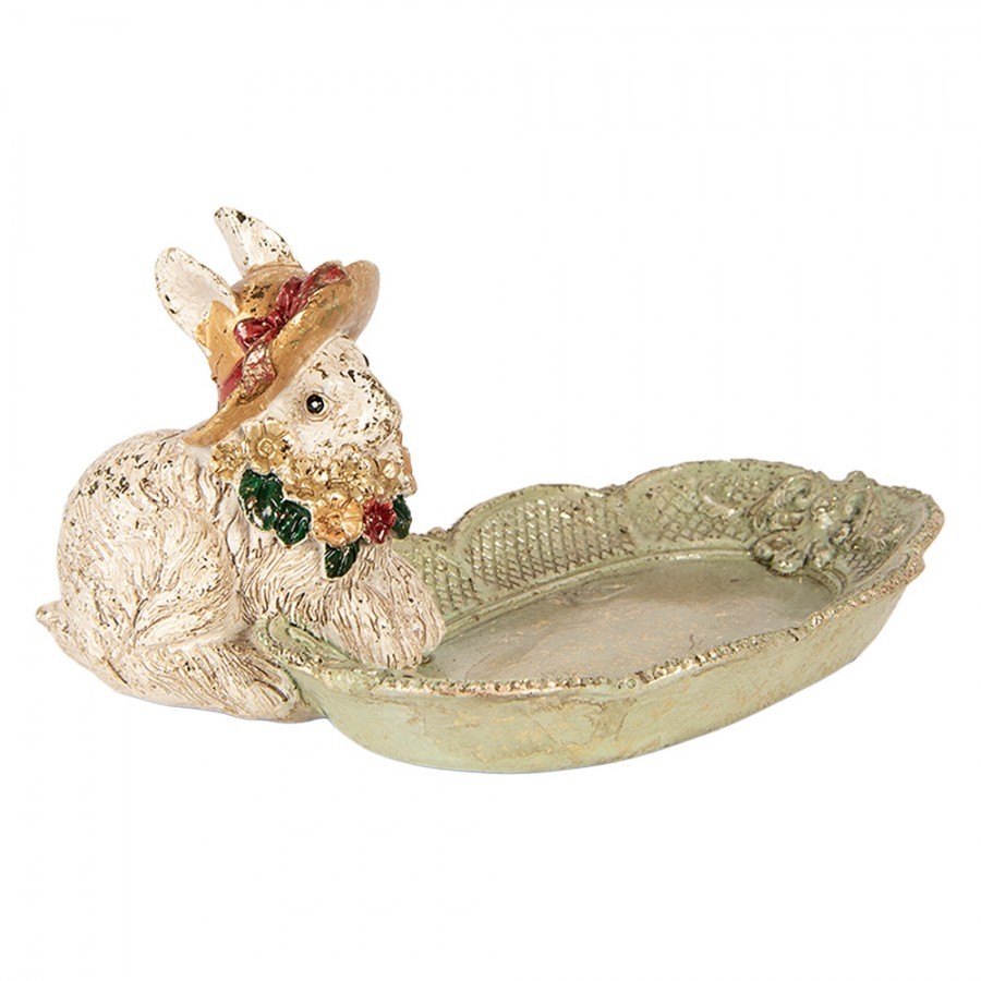 Decorative Bowl Rabbit 14x12x8 Cm Beige Plastic - 14*11*8 cm