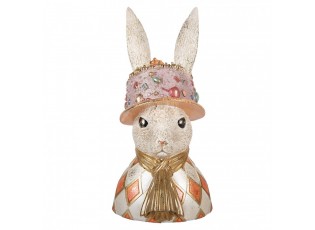 Dekorace busta králičí žena ve zdobeném klobouku - 26*26*50 cm