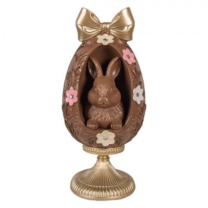 Čoko vajíčko na podstavci s králíčkem a mašlí - Ø 12*26 cm