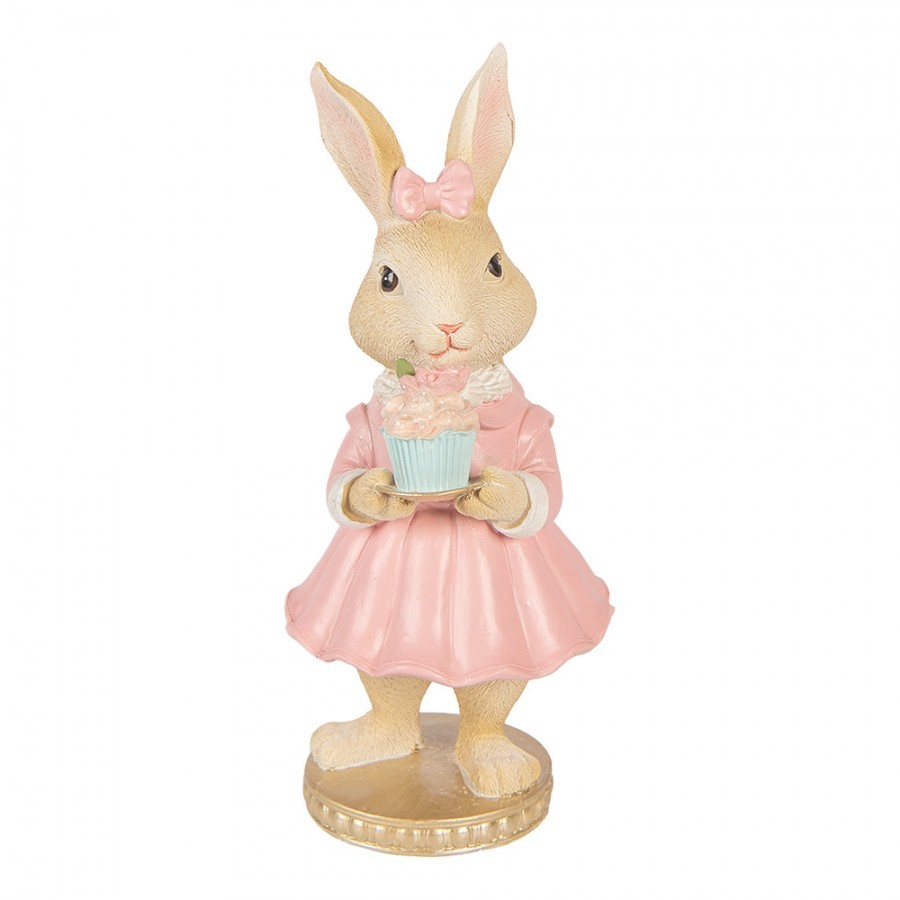 Decorative Figurine Rabbit 9x9x19 Cm Beige Plastic - 9*9*19 cm