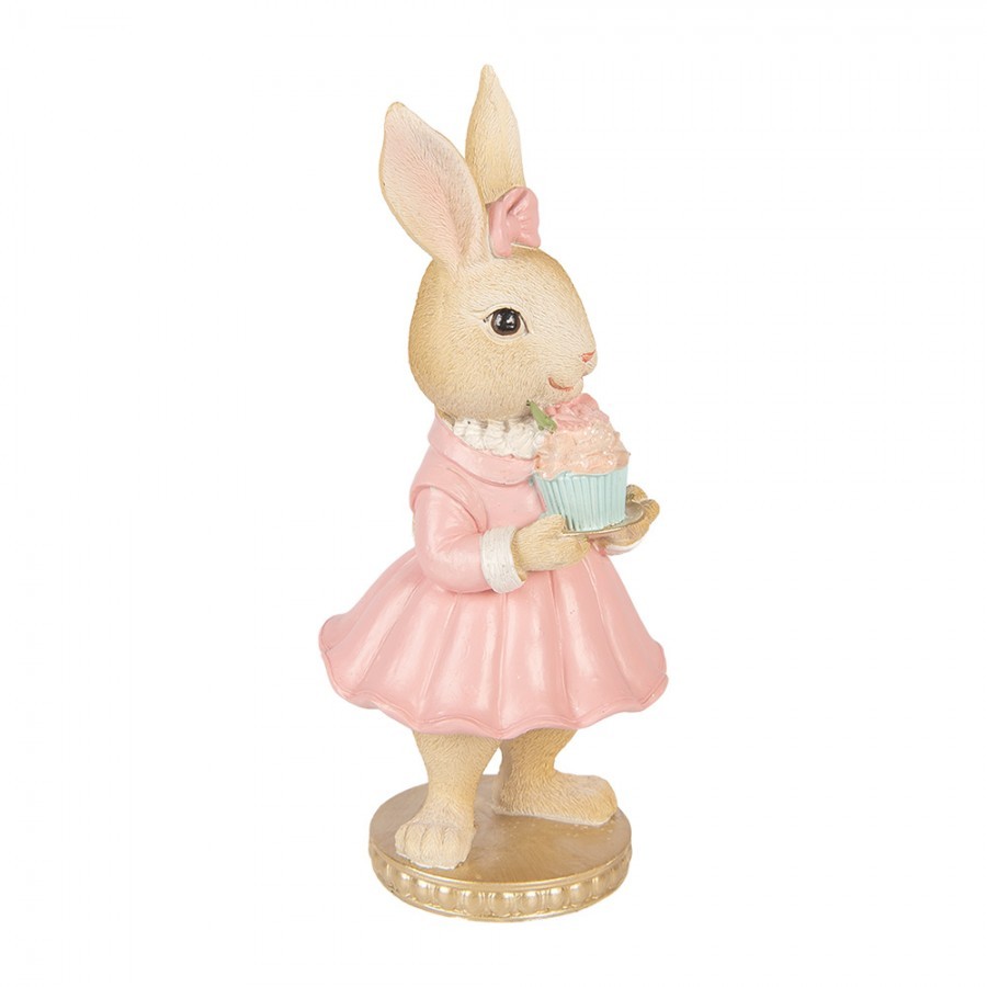 Decorative Figurine Rabbit 9x9x19 Cm Beige Plastic - 9*9*19 cm