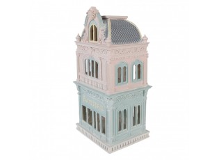 Růžovo-modrý dekorační domek cukrárna Pattiserie - 19*15*38 cm