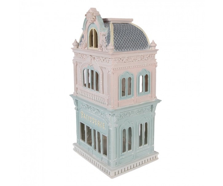 Růžovo-modrý dekorační domek Pattiserie - 19*15*38 cm Clayre & Eef