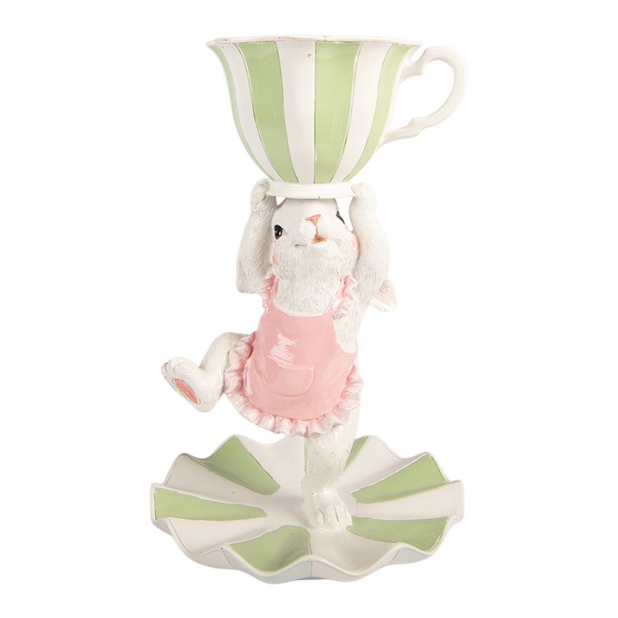 Decorative Figurine Rabbit ? 15x24 Cm White Plastic - ? 15*24 cm