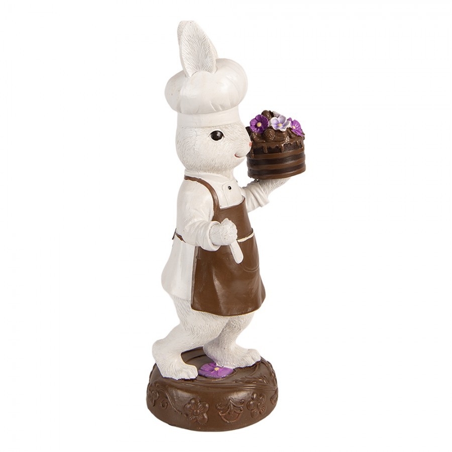 Dekorace králík s čoko dortem a maceškami - 15*11*32 cm