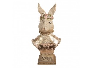 Dekorace busta králičice s čelenkou se zlatou patinou - 16*11*31 cm