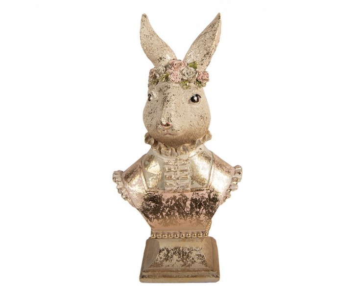 Dekorace busta králík s čelenkou se zlatou patinou - 16*11*31 cm Clayre & Eef