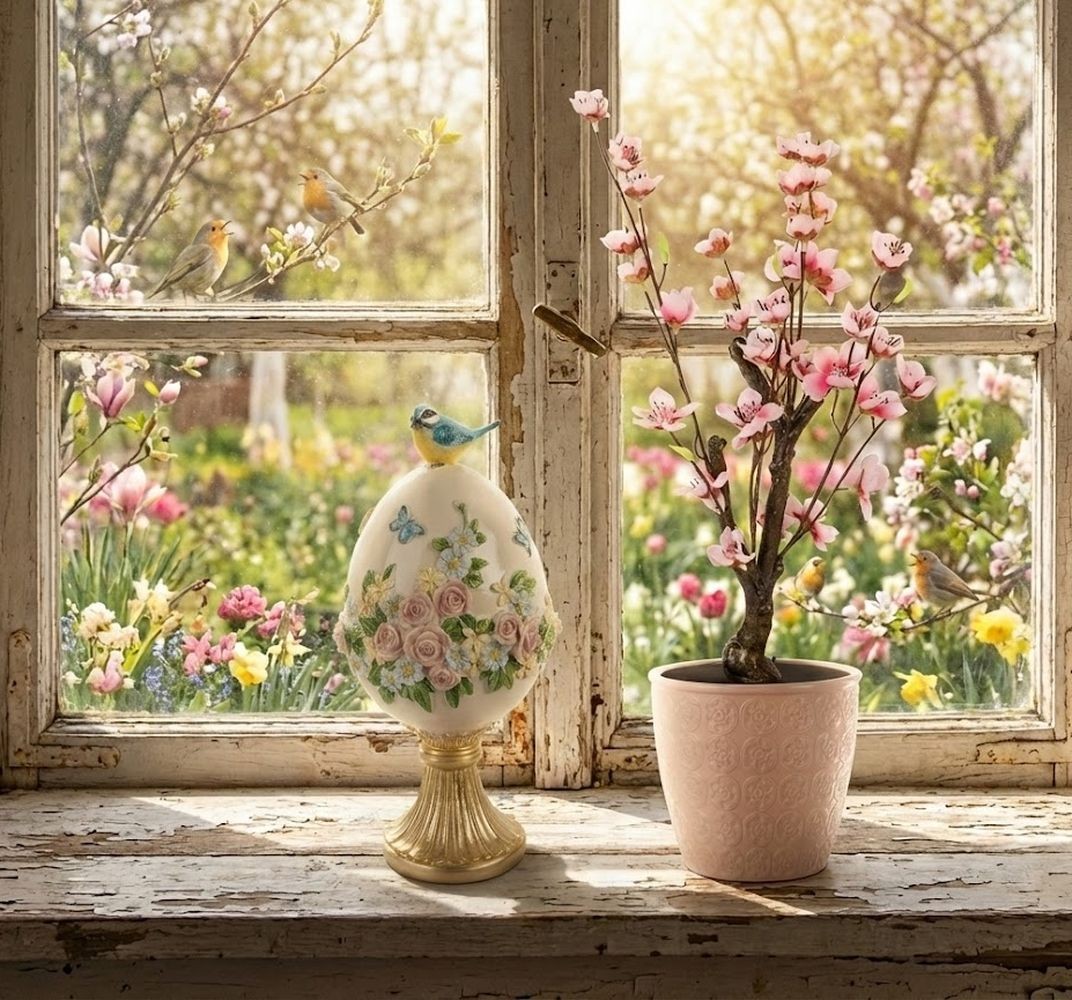 Dekorace umělý stromek třešeň s růžovými květy Cherry Blossom - 10*10*48 cm