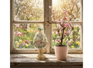 Růžový vzorovaný obal na květináč s květy Blossom S - Ø12*11 cm