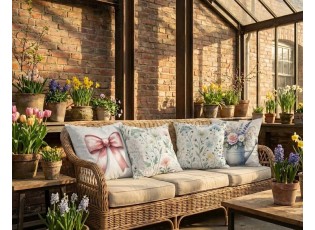 Béžový povlak na polštář s lučními květy I - 45*45cm