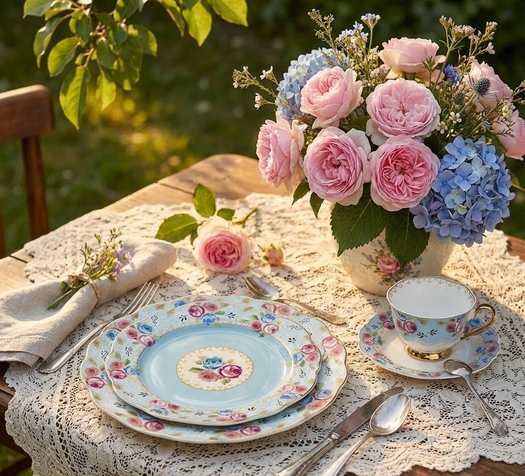 Dezertní talíř Blue Garden - Ø 20*2 cm Clayre & Eef Dezertní talíř Blue Garden - Ø 20*2 cm Clayre & Eef