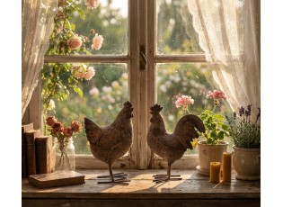 Hnědá antik dekorace slepice - 13*9*20 cm