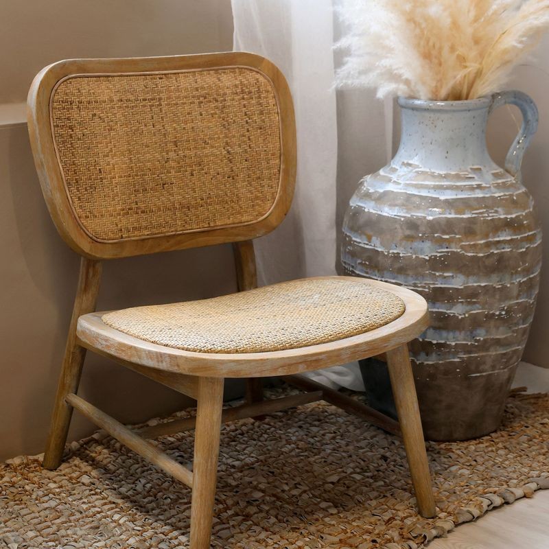 Přírodní dřevěné křeslo s výpletem Lounge French chair - 60*62*78 cm