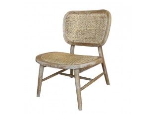 Přírodní dřevěné křeslo s výpletem Lounge French chair - 60*62*78 cm